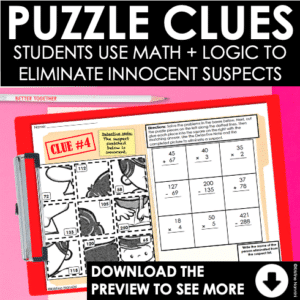 Whodunit math and logic spring-themed mystery project